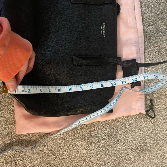 Kate Spade Black Leather Tote Handbag with Dust Bag EUC - Picture 9 of 12